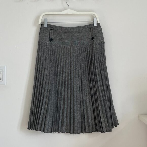 Vintage Tristan Pleated Tweed Midi Skirt Button Detail - Picture 4 of 8